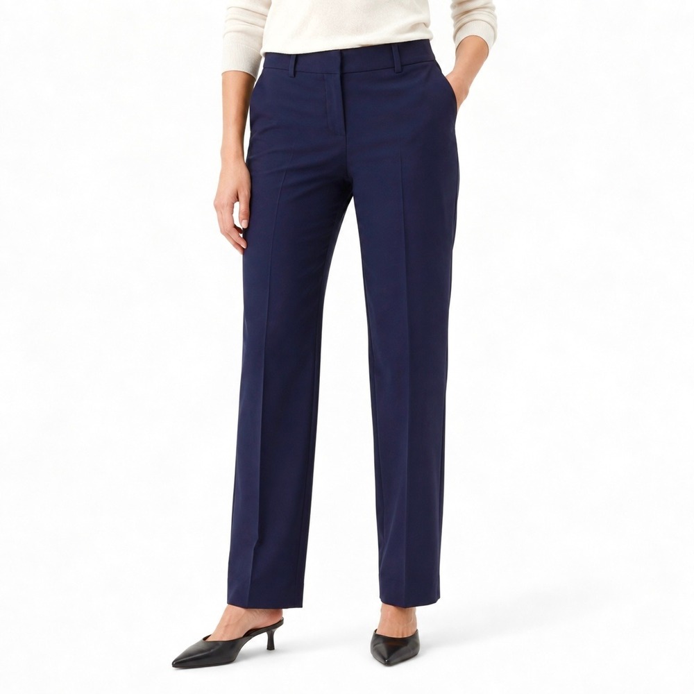 Vince Sz 12 Straight Leg Trouser Wool Quiet Luxury Career Work Office Chic Navy